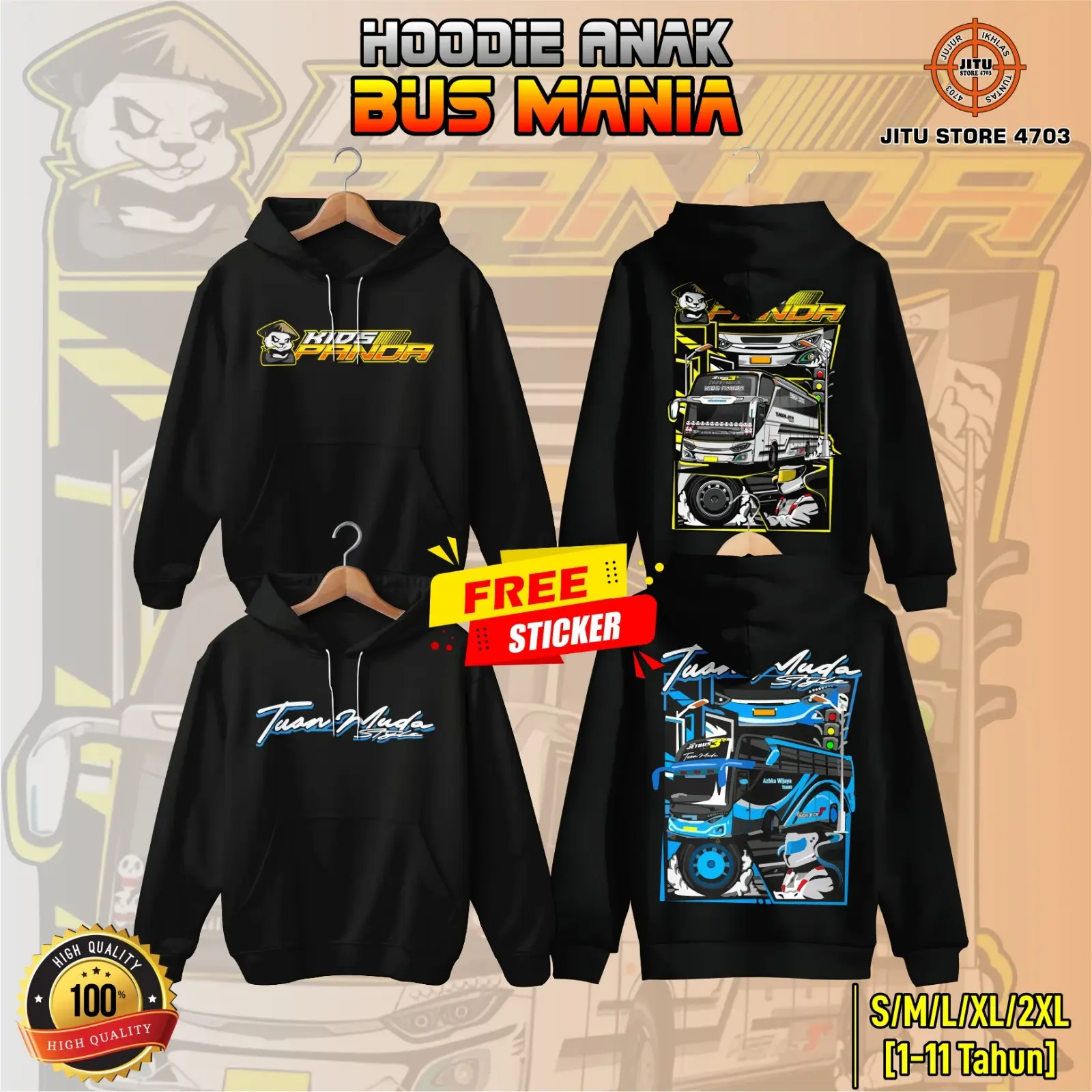 HOODIE ANAK BUS MANIA FREE STIKER