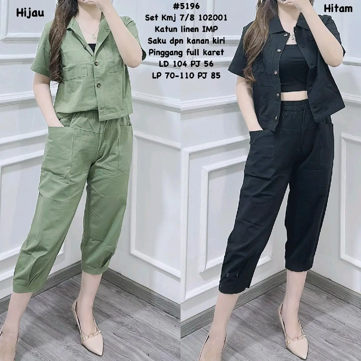 5196 SETELAN KEMEJA 7P8 LINEN 102001