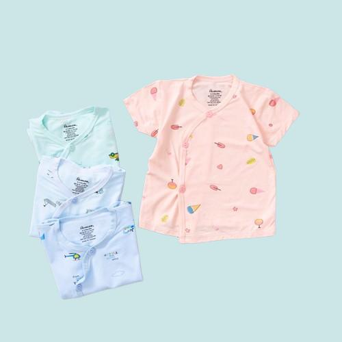  Combo 3 combo 5 áo thun lạnh Peptit cộc tay cúc chéo màu mát cho bé vào mùa hè in hình Heo 