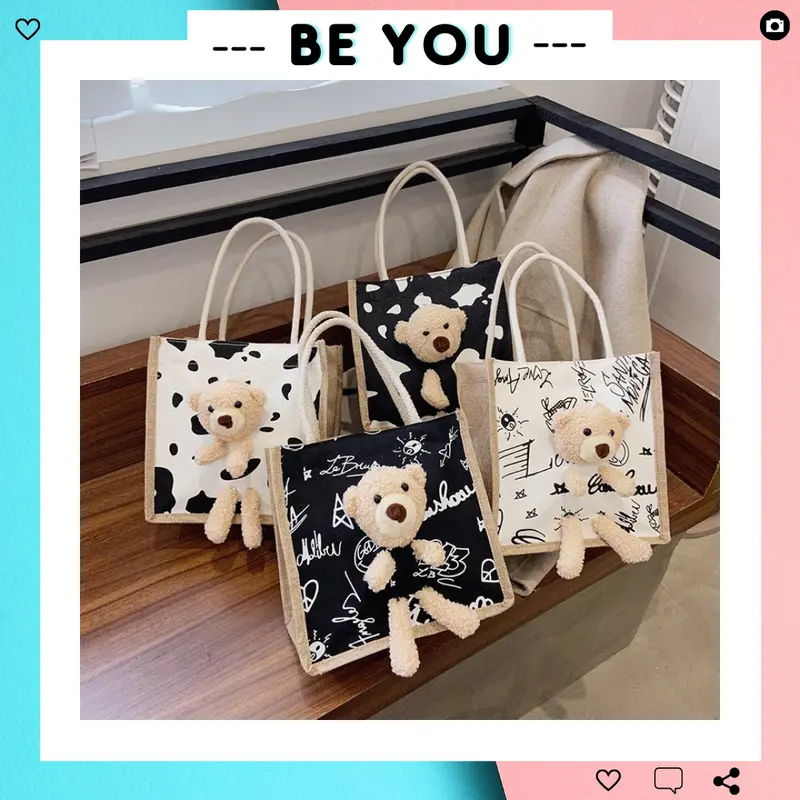 Túi Cói Hình Gấu Bông Dễ Thương - Túi Vintage - BEYOU Bag Nữ 0