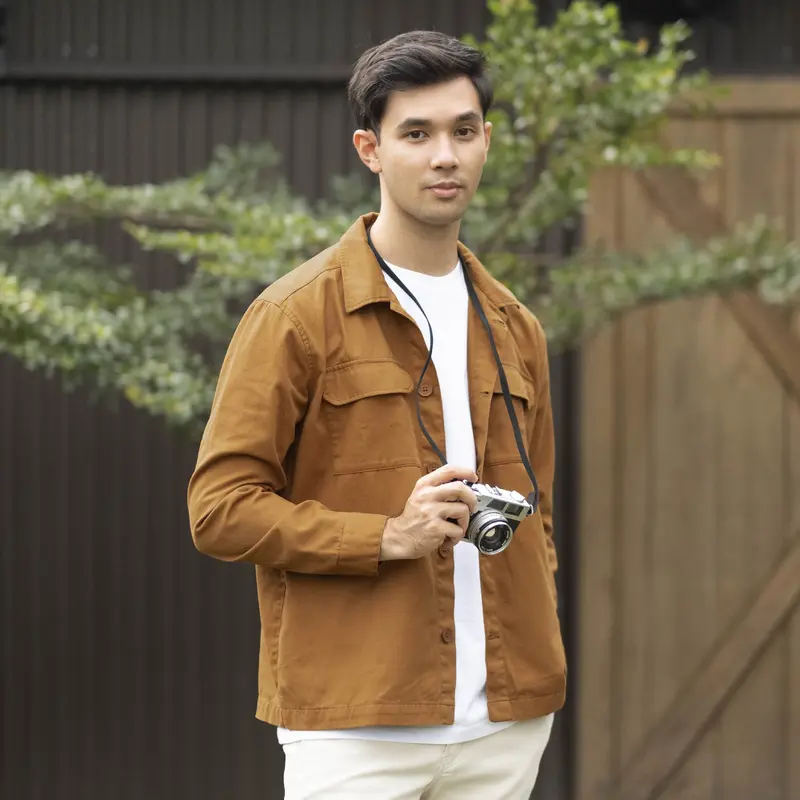 CUTOFF Oliver Trucker Jaket Outer Pria Polos Casual Lengan Panjang 0