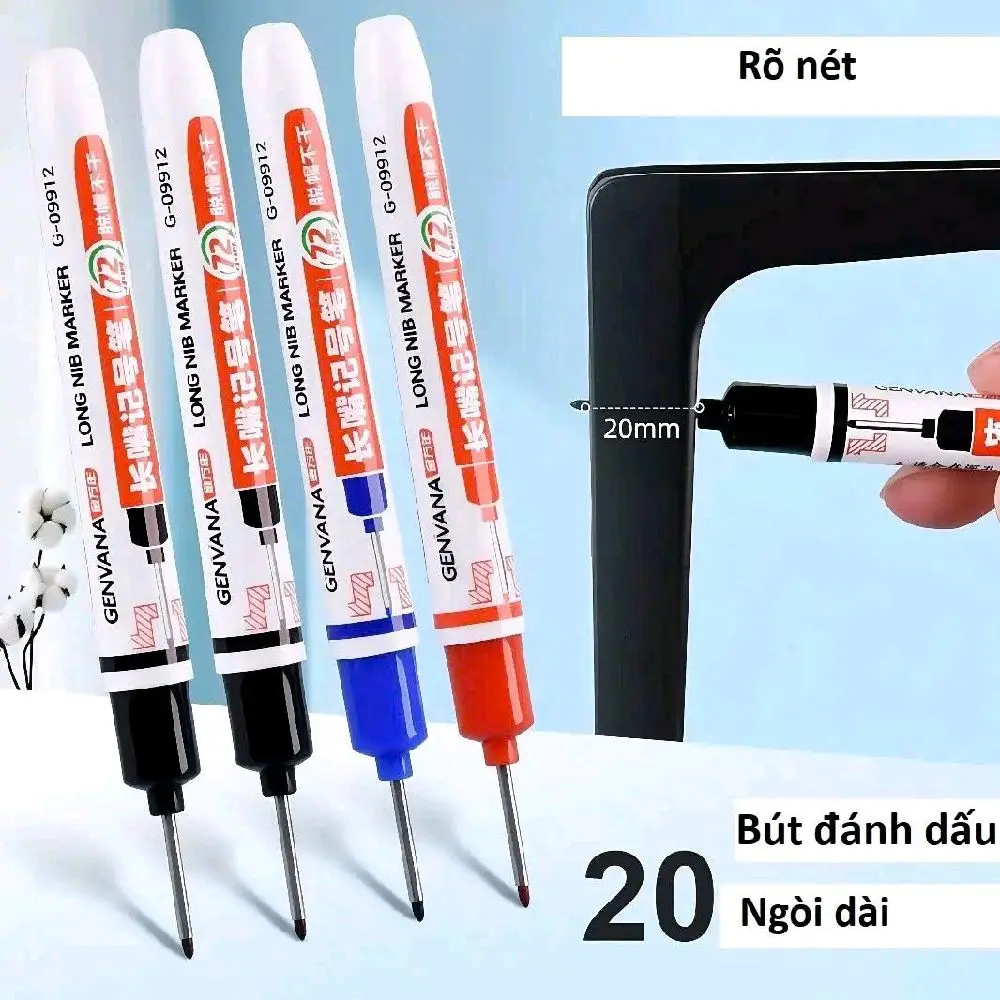 BÚT ĐÁNH DẤU NGÒI DÀI 20MM    Bút Lông dầu đánh dấu  - Màu sắc: Xanh, Đen, Đỏ, Trắng