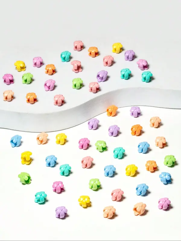 Random Color Cute Mini Flower Design Hair Clip, Colorful Hair Accessories for Women & Girls, Simple Style Plain Color Temperament Seamless Bangs Clip for Party, Daily Clothing Decor, Barrettes 2