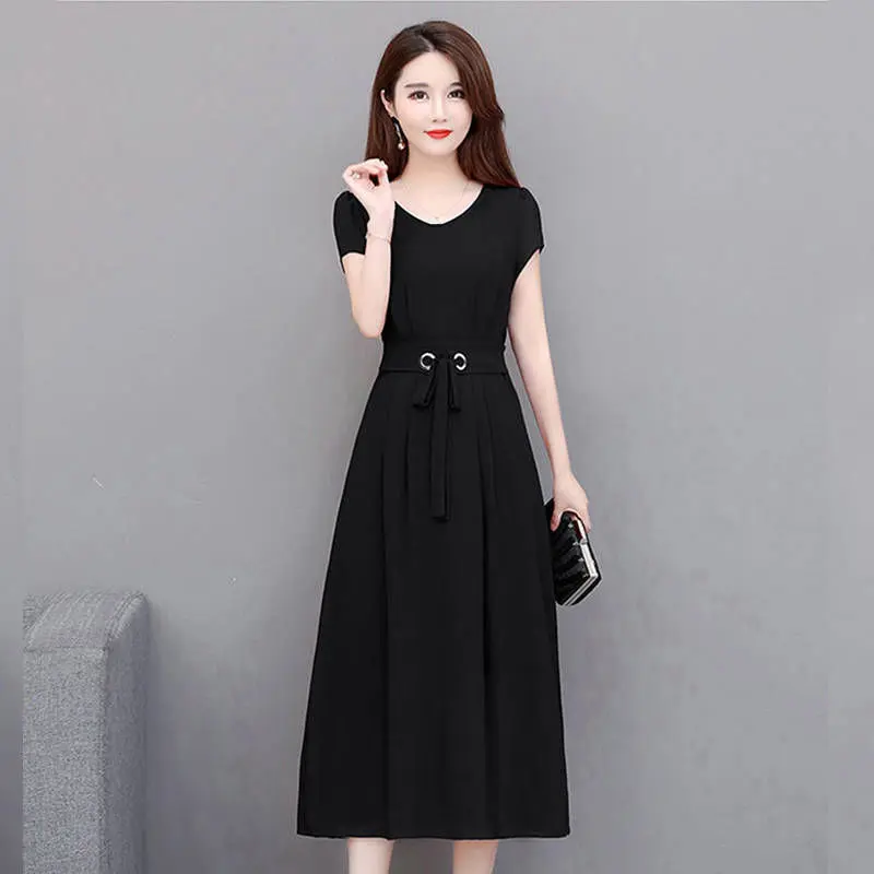 Váy Ngoại Cỡ Dành Cho Phụ Nữ, Nhanh Chóng Vận Chuyển, ngắn Tay Áo, Dài Trung Bình Trên Đầu Gối, Dòng Váy Midi, Thắt Lưng Mỏng Vừa Vặn, Váy Chữ A, Hỗ Trợ 2024 Mùa Hè 6