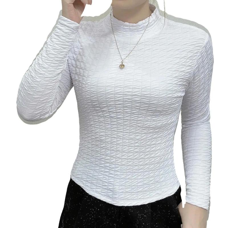 Áo thun xốp cổ tròn dài tay vạt bầu phom ôm vừa co giãn hai chiều a126