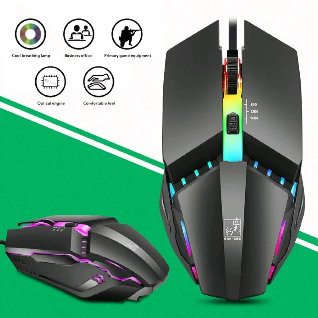 MOUSE WIRED USB GAMING LED RGB X3 4 MODE DPI TERMURAH