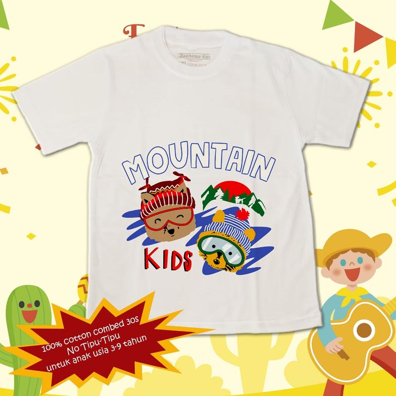 Kaos anak bahan premium cotton combed 30s, untuk usia 3-9 tahun, motif beruang 5