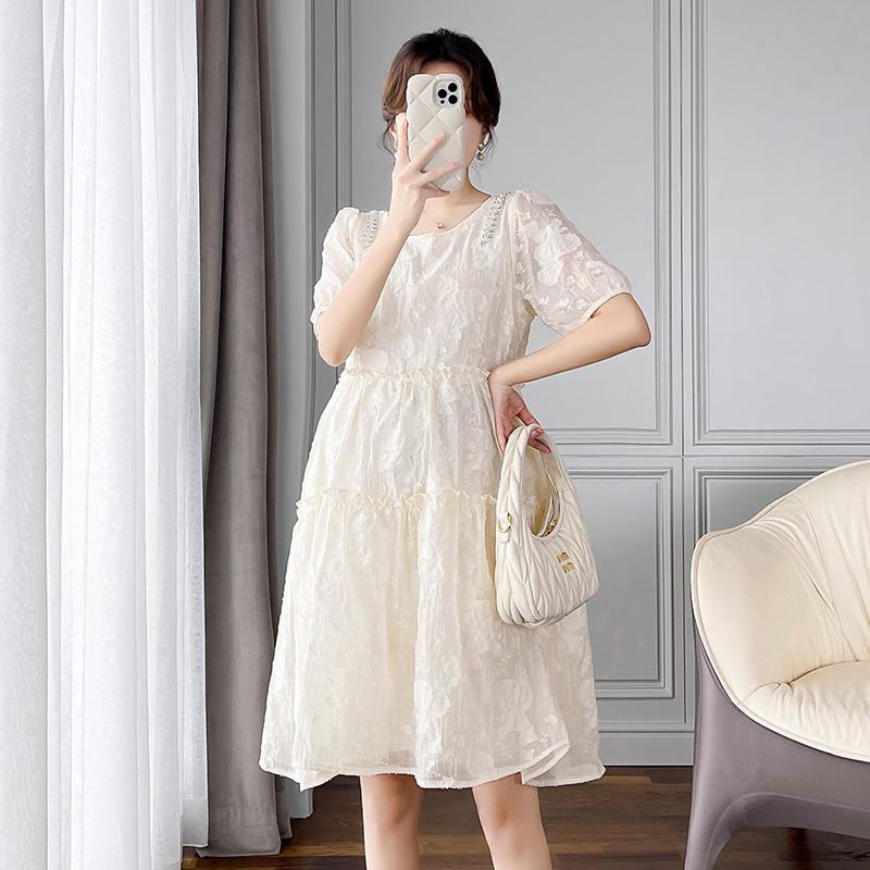 M69877# Pregnant Dress Trendy Loose Dress Women Korean Style Bubble Sleeves Elegant Stylish Summer Slim New Arrival Pregnancy Clothes Dress 3