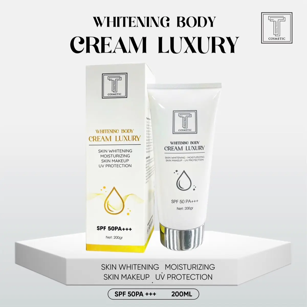[Kem Makeup] Kem Body WHITENING BODY CREAM LUXURY ,Lotion 200gr ( Hổ Trợ Dưỡng Trắng Da, Makeup Body, Chống Nắng ,Dưỡng Body )