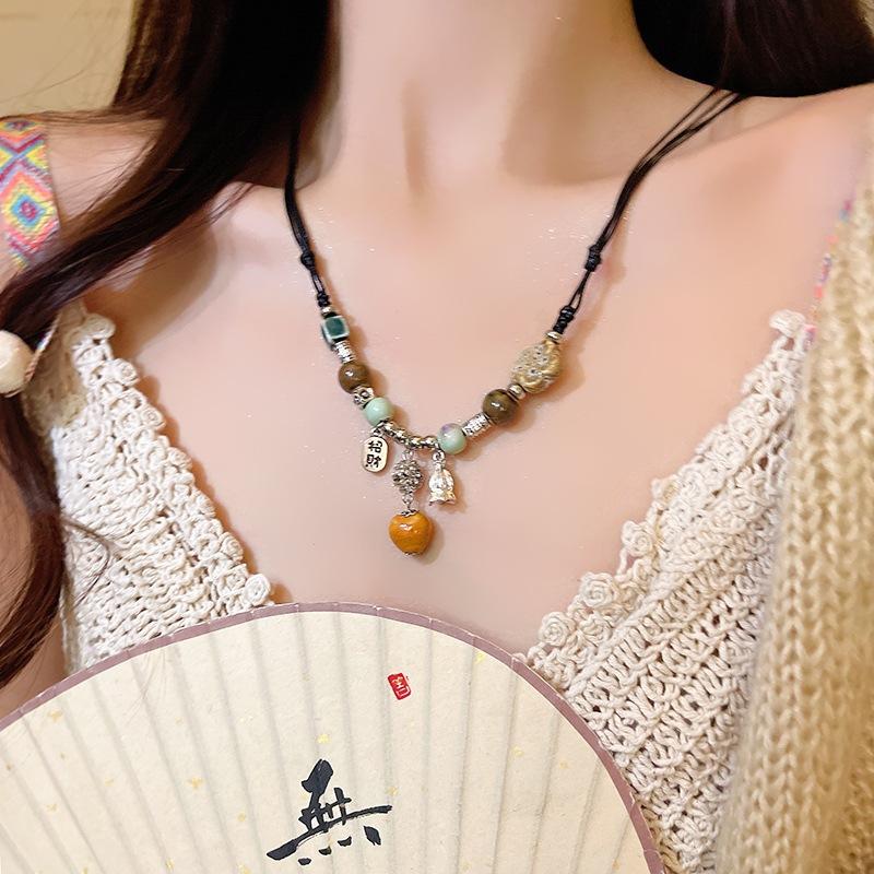  Vòng Cổ Mặt Dây Chuyền Gốm Sứ Phong Cách Trung Quốc Mới Phong Cách Dân Tộc Cổ Điển Vòng Cổ Bướm Dành Cho Nữ Vòng Cổ 