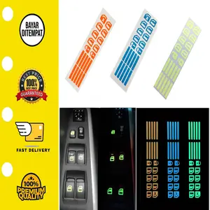 Stiker Tombol Bercahaya Jendela Mobil Pintu Stiker Neon Keselamatan Malam Saklar Stiker Mobil untuk Mobil Benz Hyundai Kia Chevrolet