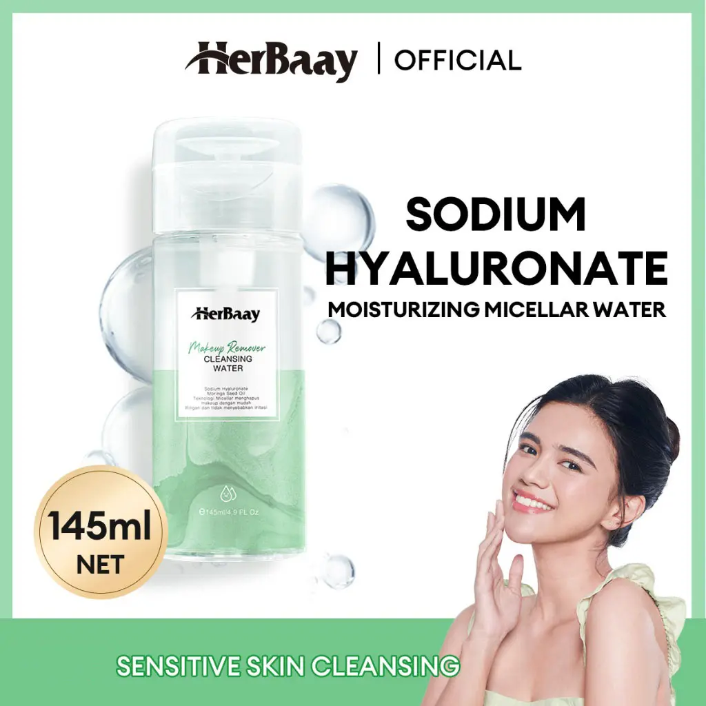 【BPOM】【COD】【READY STOCK】HerBaay 5 Seconds Cleansing Brightening Micellar Cleansing Water Makeup Remover Mata Tanpa Membuat Iritasi Moisturizing hydrating Deep Cleaning 300 ml 【COD】【BPOM】