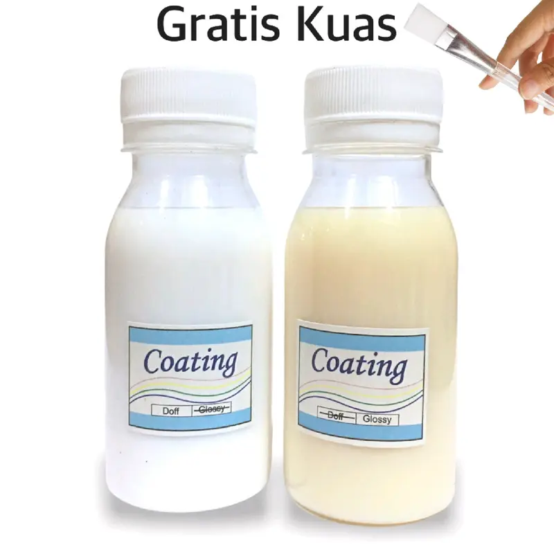 Coating (80ml) Cairan Pelapis Cat Varnish Finisher serbaguna untuk Cat Akrilik Kanvas Sepatu Tas Baju Kain Kulit Vinyl Clay Kaca Kayu Keramik Plastik Tanah liat Gerabah Pot Mendong Rotan Batu by Ganzel 0
