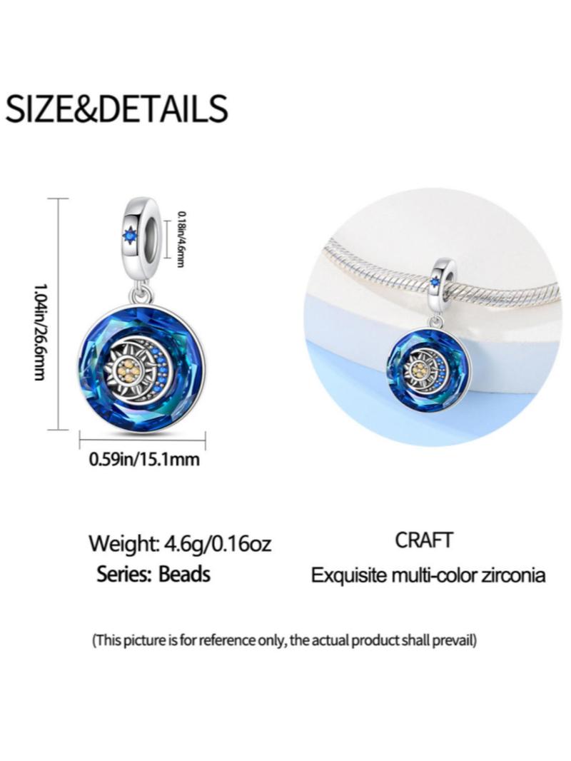 Product Introduction of Sun & Moon Design Pendant, Artificial Zircon Decor Charm for Bracelet & Necklace, DIY Jewelry Accessories, Trendy All-match & Exquisite Jewelry for Birthday Gift 1