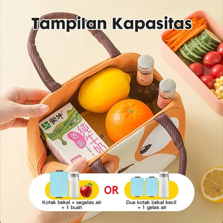 ready stock Eatkit Paket Tempat Makan Anak 1450ml Lunch Box Set 3 Sekat BPA Free Kotak Bekal Karakter Tas Bekal 6