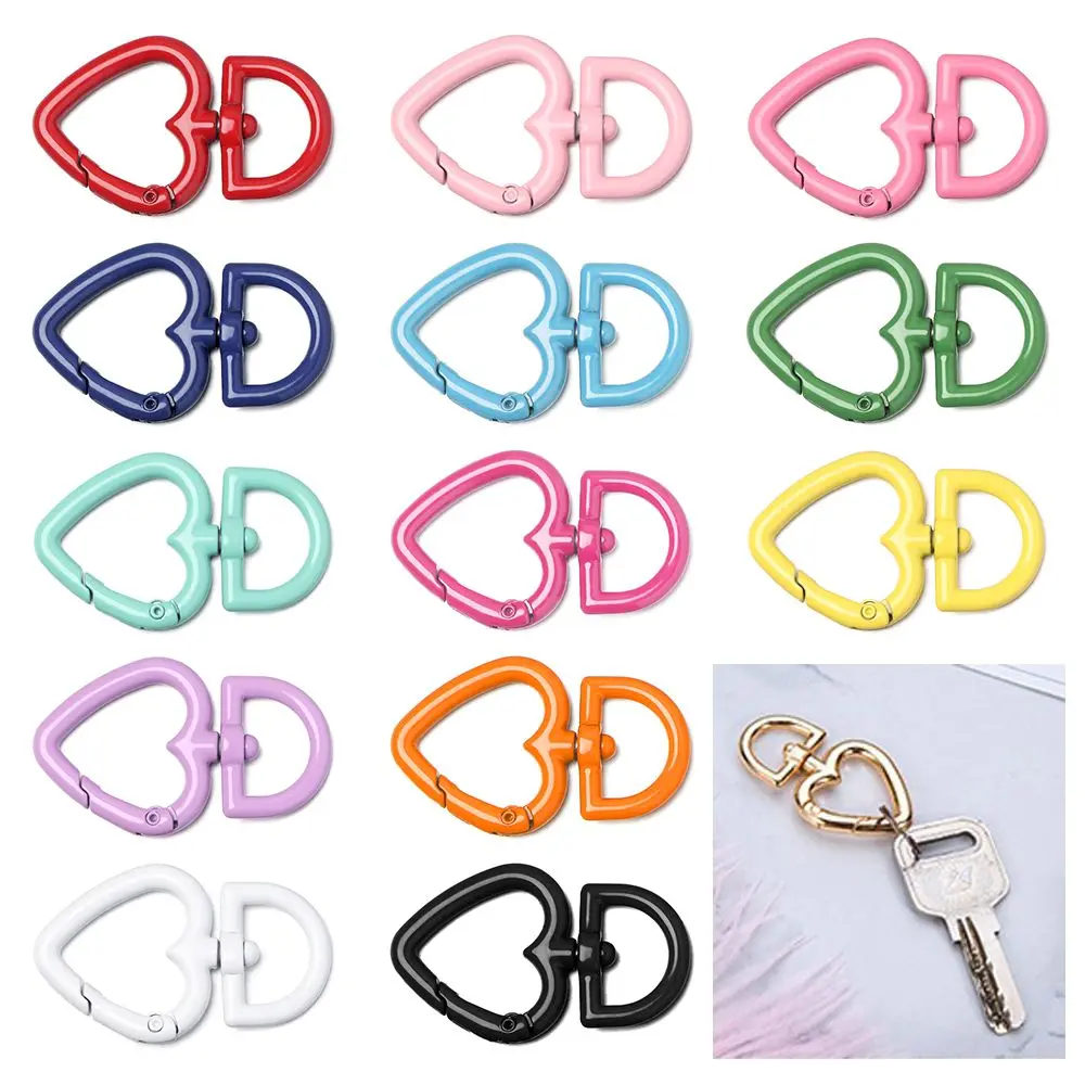High quality Heart Style Zinc Alloy Hooks Spring Ring Buckles Snap Clasp Clip Bag Belt Buckle Purses Handbags Carabiner
