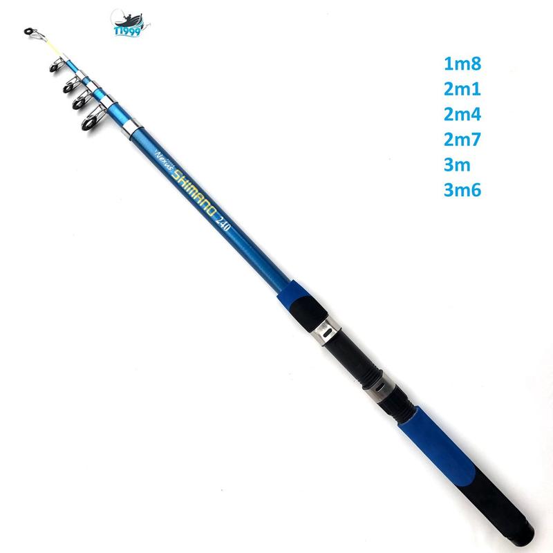  Phương Phú Bộ Cần Câu Máy Shimano YF200 Rút Cacbon Màu Xanh Size 2000 70M Dây Tặng Kèm 6 Phụ Kiện Mồi Nhử Chiều Dài 1m8-3m6 