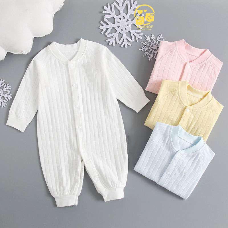 Bodysuit cho bé dài tay chất Cotton Cao Cấp, Bộ body cho bé trai bé gái, Áo liền thân mẫu Quần áo trẻ em 0-12M Voi Len