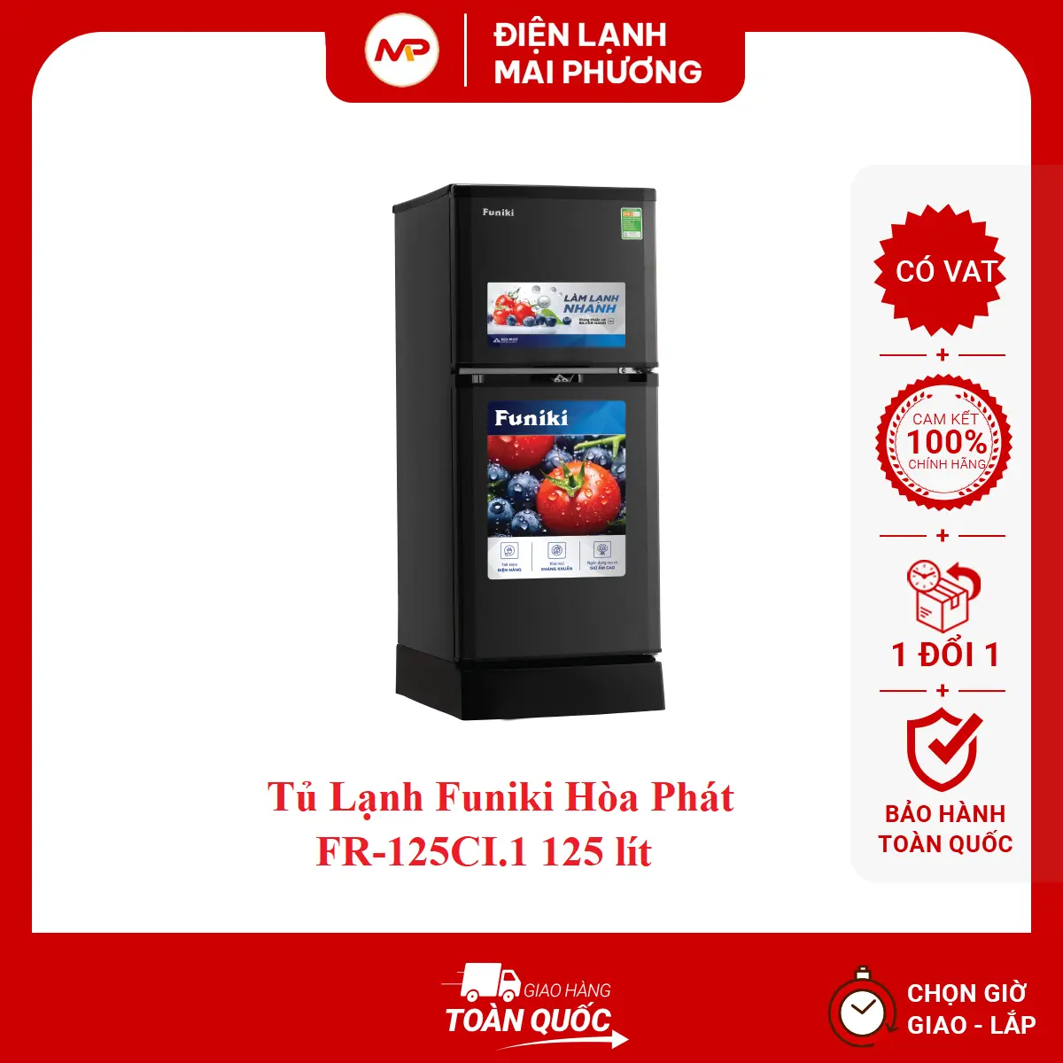 [SHIP HỎA TỐC HN] Tủ lạnh Funiki 120 LÍT 125CI.1 - Hàng chính hãng (Bảo hành 24 tháng toàn quốc)