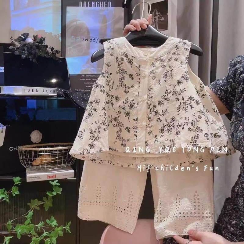 Product Introduction of Áo Sơ Mi Bé Gái, Áo Cánh Và Quần Chống Muỗi, Không Tay, Bộ Đồ Hai Mảnh Phong Cách Phương Tây, Thích Hợp Cho Mùa Hè, Áo Sơ Mi Búp Bê Cho Trẻ Em, Hàng Mới Về 2