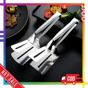 Penjepit Gorengan Stainless Steel BBQ Steak Ikan Daging Anti Panas / Klip Jepitan Gorengan Makanan