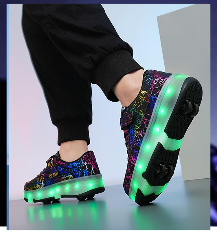 Product Introduction of In Stock Children Heelys Detachable Skate Shoes Boys and Girls Roller Skates Children Heelys New Boys Walking Shoes Four-Wheel Girls Rollerskate Double Row Skates in Stock 16
