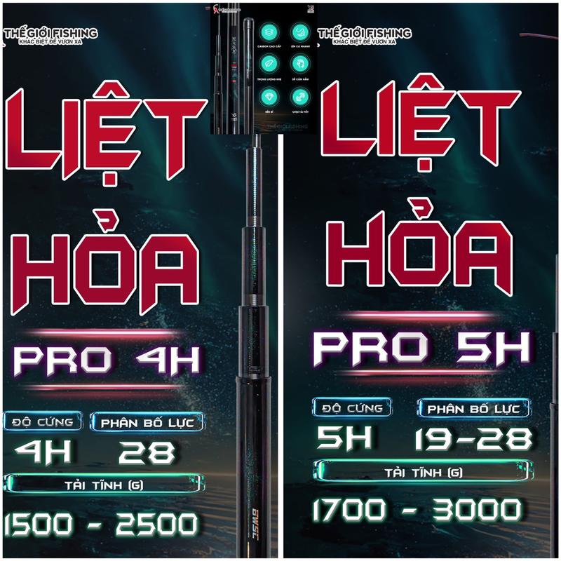 Cần tay YG Liệt Hỏa 4H, 5H phiên bản Pro (chính hãng), phân bổ lực 19-28i, bảo hành điện tử 2 lóng Đi Câu Câu Cá Fishing liệt hỏa Bắt Cá Nam