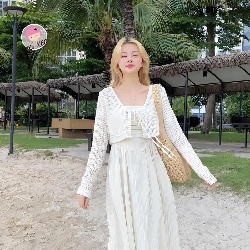 Áo khoác lưới cardigan thắt nơ xixeoshop Jacket Nữ Women Top V470