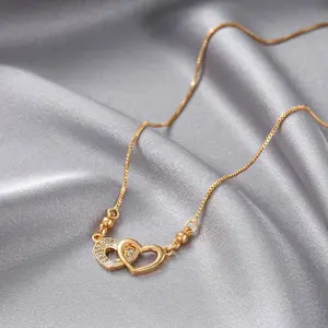 GGS  ACC188 Kalung Titanium Wanita Fashion Perhiasan Emas Nama Dewasa Aksesoris Rantai Berlian Hati Liontin Anti Karat Y1764