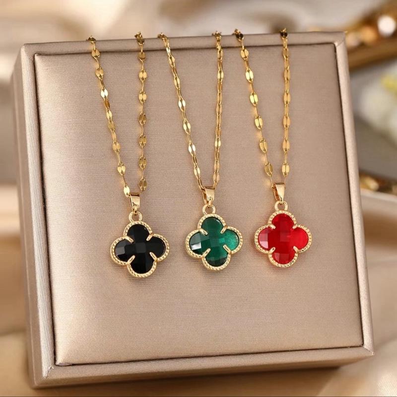  Vòng Cổ Thép Titan Màu 18k Thời Trang Sang Trọng Mặt Dây Chuyền Cỏ Bốn Lá Nữ Dây Chuyền Xương Đòn Cao Cấp An Toàn Không Phai Màu Không Đen Thích Hợp Làm Quà Tặng Bạn Gái Vợ Mẹ Cho Phụ Nữ 