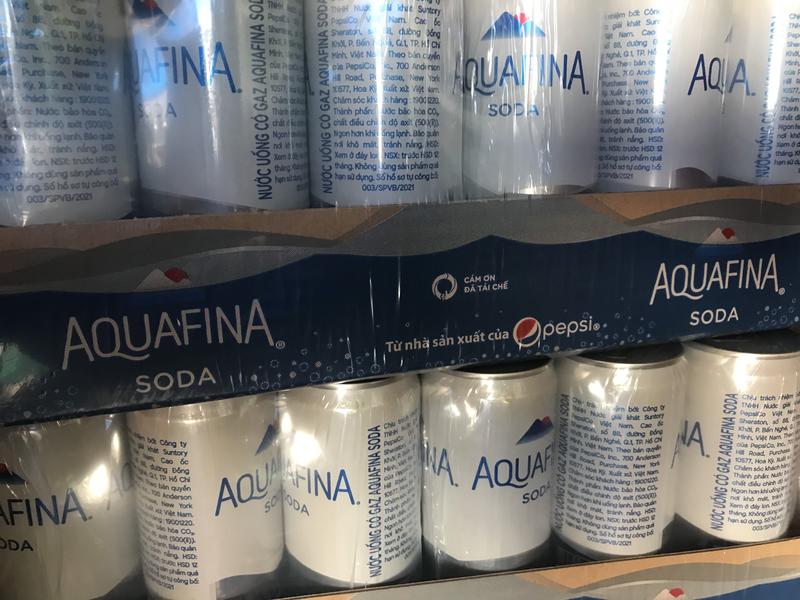 Thùng 24 lon Nước Uống Có Gas Aquafina Soda (320ml/Lon) pepsi vị chanh biển xanh