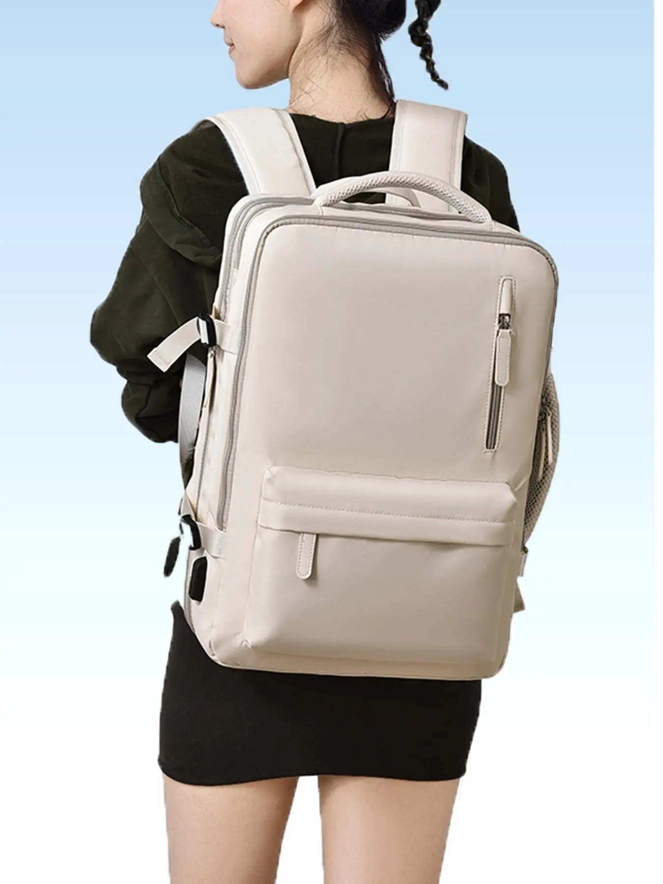 Solid Color Large Capacity Backpack, Casual Versatile Backpack for Women & Men, Simple All-match Backpack for Daily Life & Work