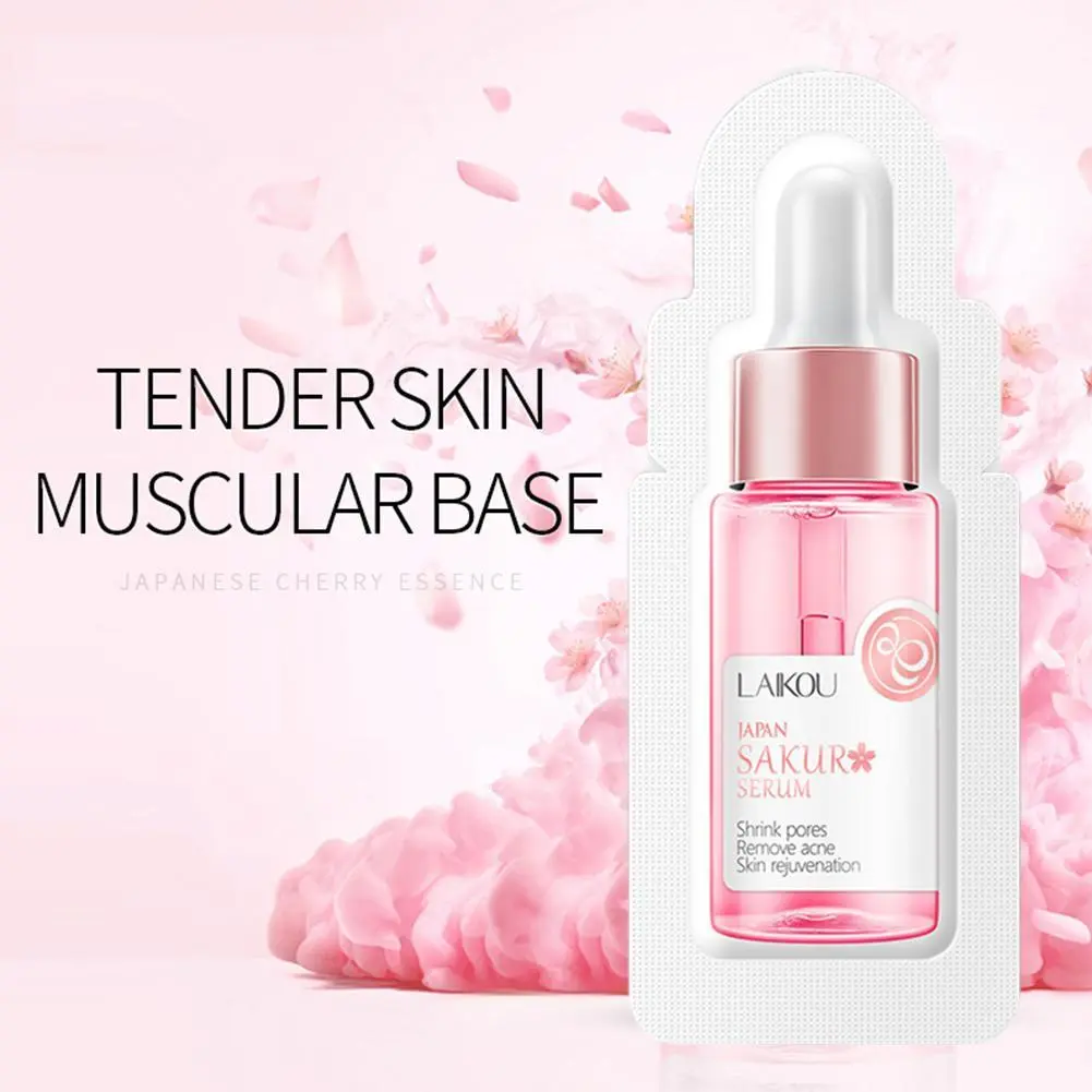 2/10/20/100pcs LAIKOU Sakura Face Serum Fade Fine Lines Tighten Pores Improve Melanin Pigment Dull Moisturizer Skin Care
