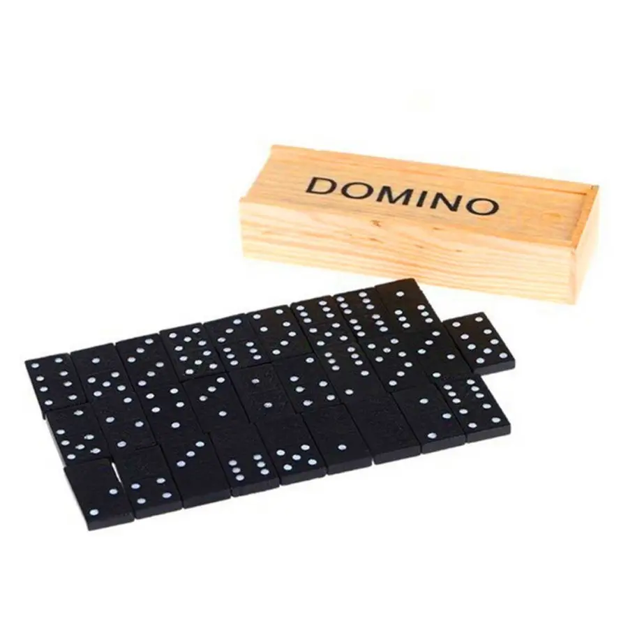 Kartu Domino Plastik dengan Kotak Kayu Mainan Gaple Game Board