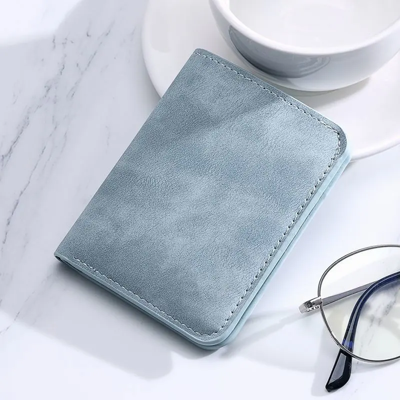 [1600 + People in a Week] Card Holder Wallet Integrated Men and Women Ultra-Thin Short Small Wallet Soft Leather Wallet Light-Weight Thin Simple Multiple Card Slots Wallet