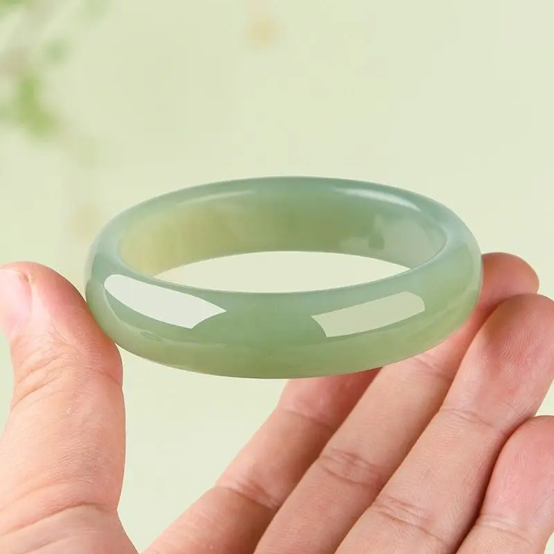 Vòng Tay Ngọc Bích Hòa Điền, Màu Xám, Dành Cho Phụ Nữ Và Trẻ Em Gái, Ngọc Bích Tự Nhiên, Thiết Kế Kẻ Sọc Rộng, Vòng Tay Tròn, Hàng Thật, Không Có Hạt, Từ Tân Cương
