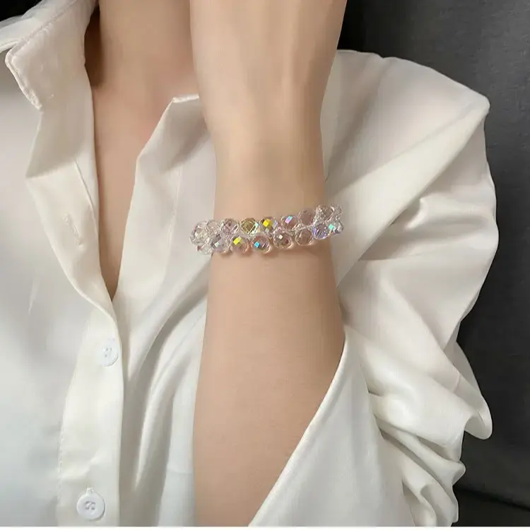Vòng Tay Pha Lê, Phong Cách Áo, Với Hạt Lấp Lánh, Vòng Tay Sợi Dây Thừng Dây Thun Sành Điệu, Dành Cho Phụ Nữ, Đồ Trang Sức 6