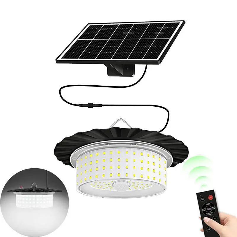 Solar Powered Pendant Light, Solar Light with Remote Control, Waterproof Floodlight for Patio, Deck, Outdoor Modern Design Lighting