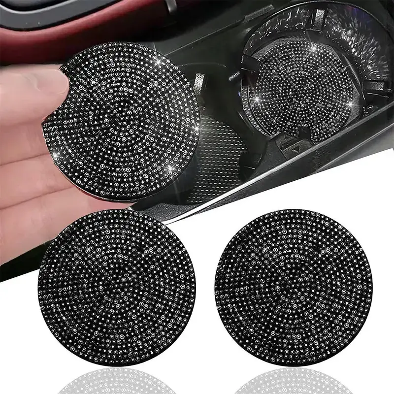 2pcs Imitation Diamond Fashion Car Cup Cushion Bling Car Cup Holder Coaster Anti-slip Popular and fashionable coasters 1