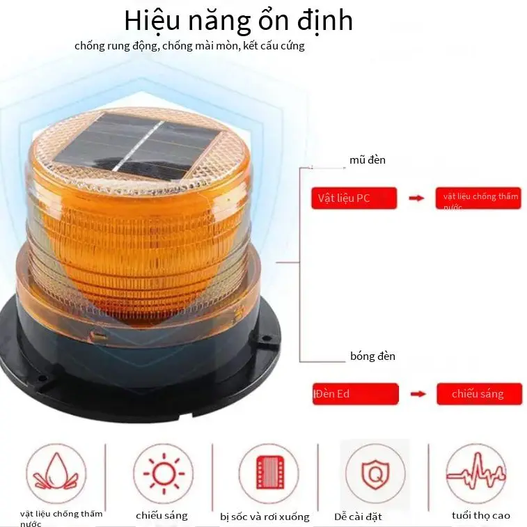 Đèn cảnh báo năng lượng mặt trời LED hút từ tính đa chức năng gia dụng