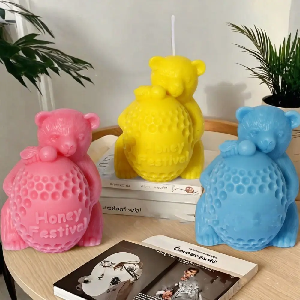 Fragrance Candle Silicone Bear Hug Jar Candle Mold Honey Handmade Resin Mold Cute 3D Soap Mould Candle Making