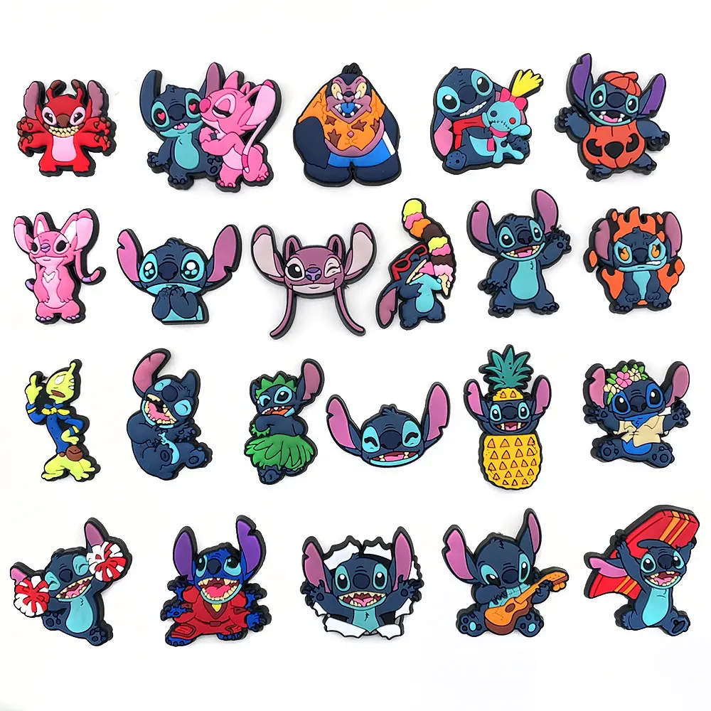 2025 Cartoon Stitch Series Hole Shoes Shoe Charms Soft Rubber Personalized Garden Shoe Accessories Wholesale