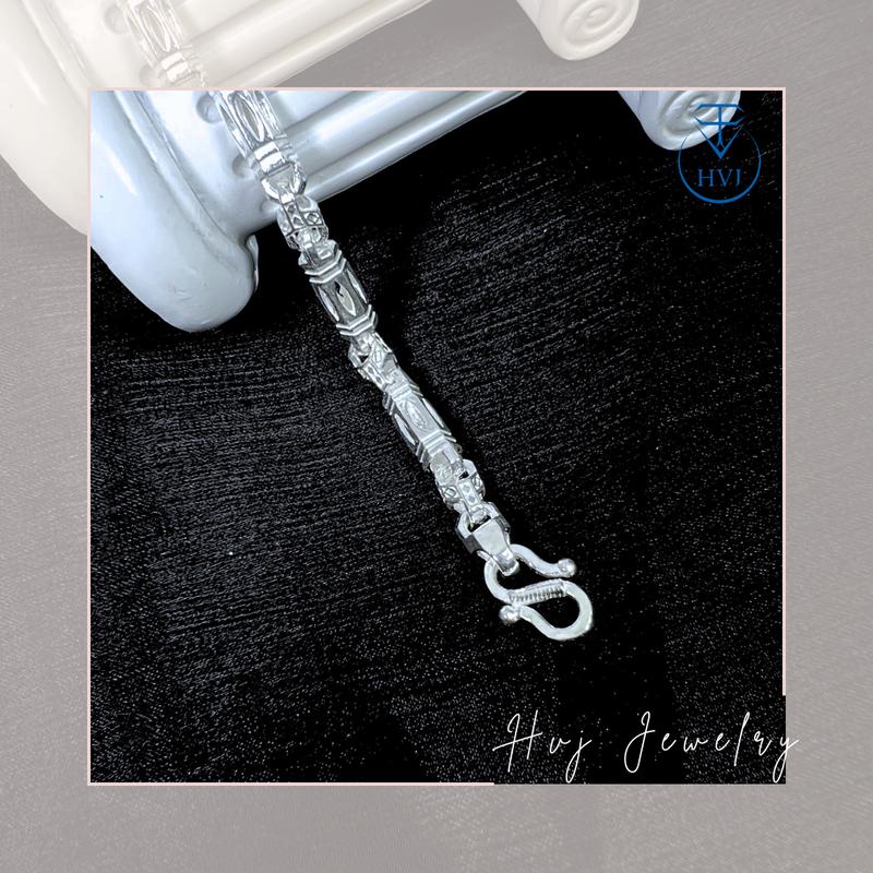Lắc Tay Nam Khẩu Ống Họa Tiết Hình Thoi Bạc S925 - HVJ -LA49202325054 0