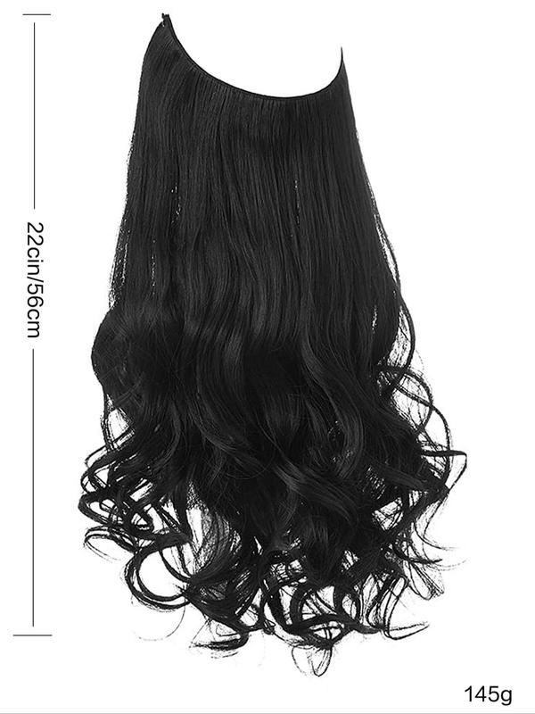 Women's 22-inch Invisible Wire Hair Extension,  Wavy Curly Synthetic Short Clip for Women & Girls, Fashion Wig for Party, Daily Clothing Decor, Female 2024 Trendy Matching Natural Wavy Wig Piece 4