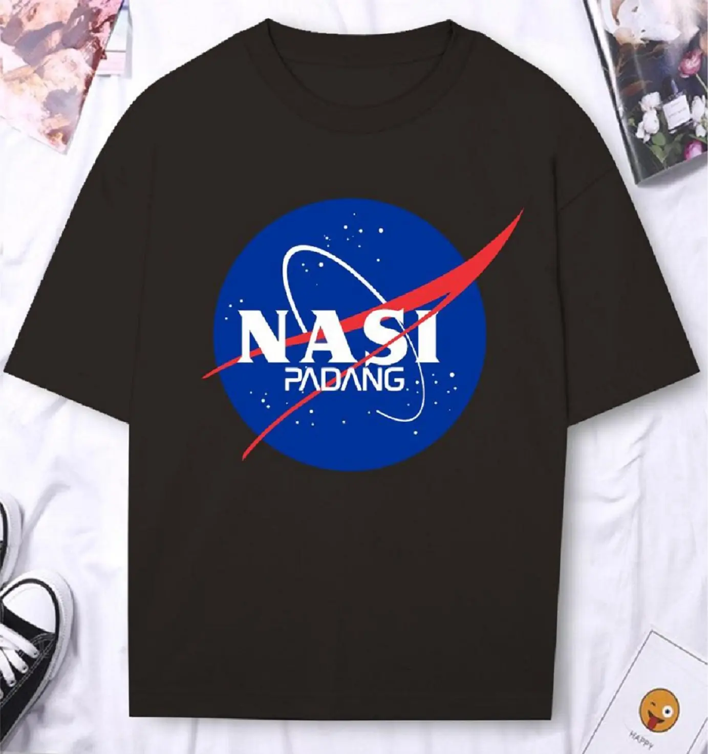 bfashionshop - DTF091 Kaos Distro Pria TShirt Pria Kaos Pria NASA NASI PADANG Katun Keren