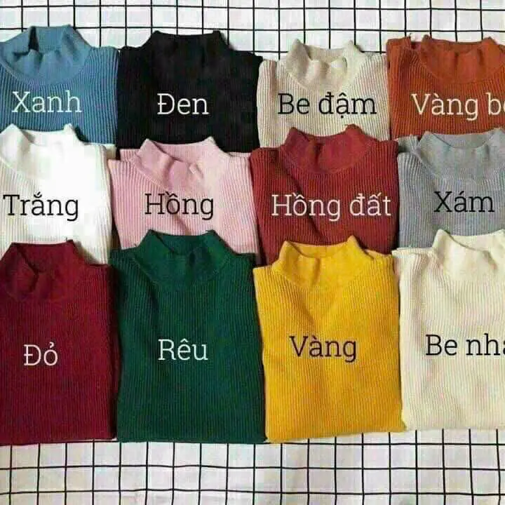 Combo 3 áo Len Tăm cổ cao 3cm hàng qc Nữ Top Women - Mẫu mới nhất
