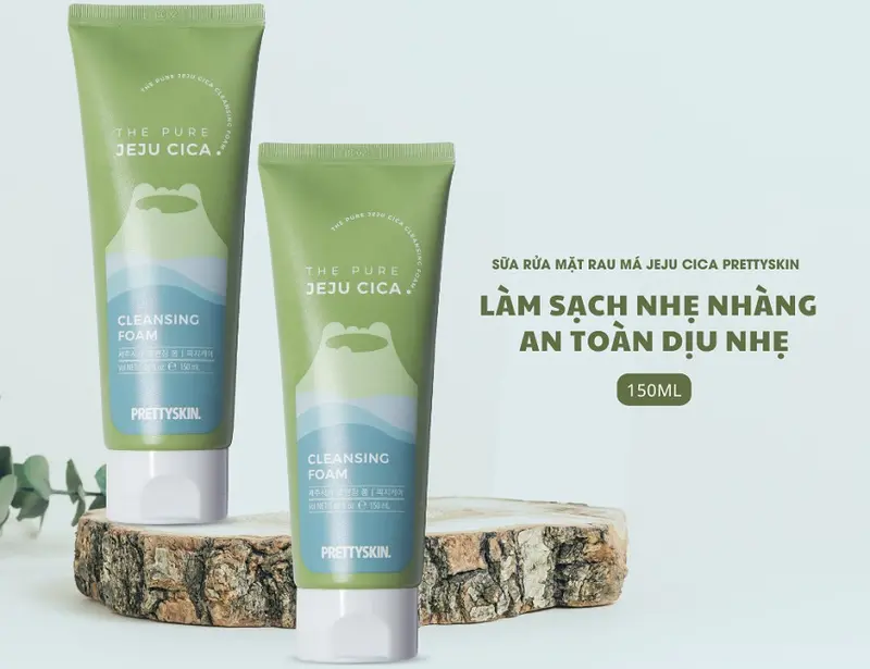 Sữa Rửa Mặt Rau Má JEJU CICA CLEANSING FOAM Pretty:skin 2