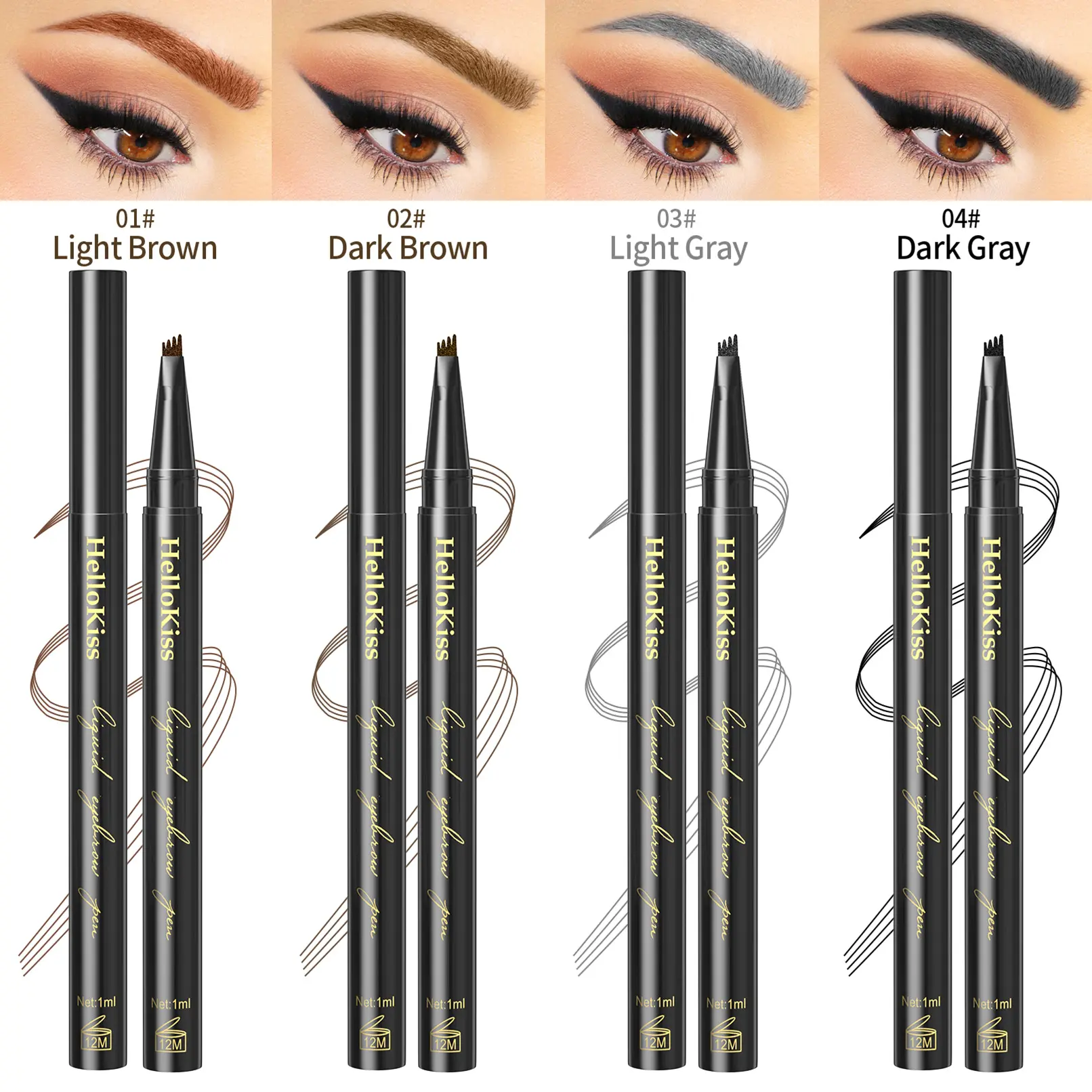 Makeup Waterproof SweatProof Not Smudge FourFork Liquid Eyebrow Pencil Color Rendering SmearProof Makeup Wild Simulation Eyebrow Pencil