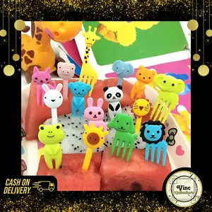 Set Garpu Bento Bentuk Kartun / Tusukan Bento Garpu Buah Kue Dessert Motif Lucu Untuk Anak-Anak