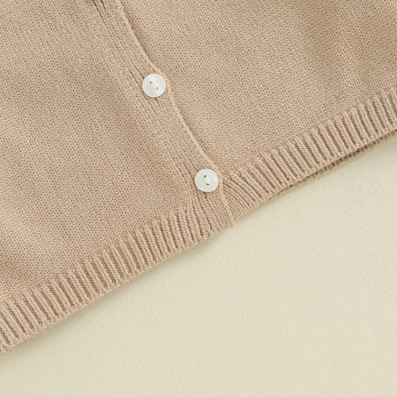 Product Introduction of Baby Knitted Cardigan Infant Solid Color V Neck Knit Crochet Button Sweater Winter Warm Long Sleeve Coat 48